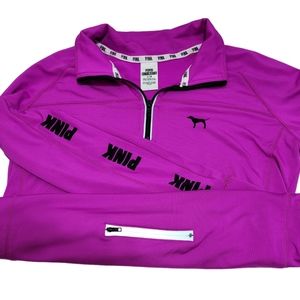 PINK Victoria's Secret ULTIMATE 1/4 Zip Athletic Yoga Long Sleeve Women's Lg.